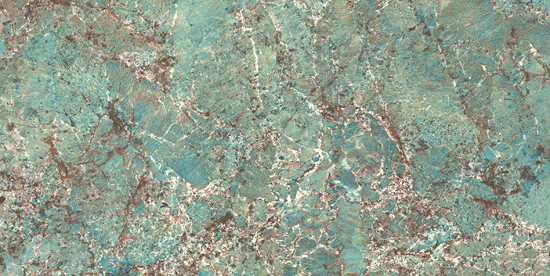 Verde Amazzonite: turquoisegroene natuursteen met koperkleurige tekening